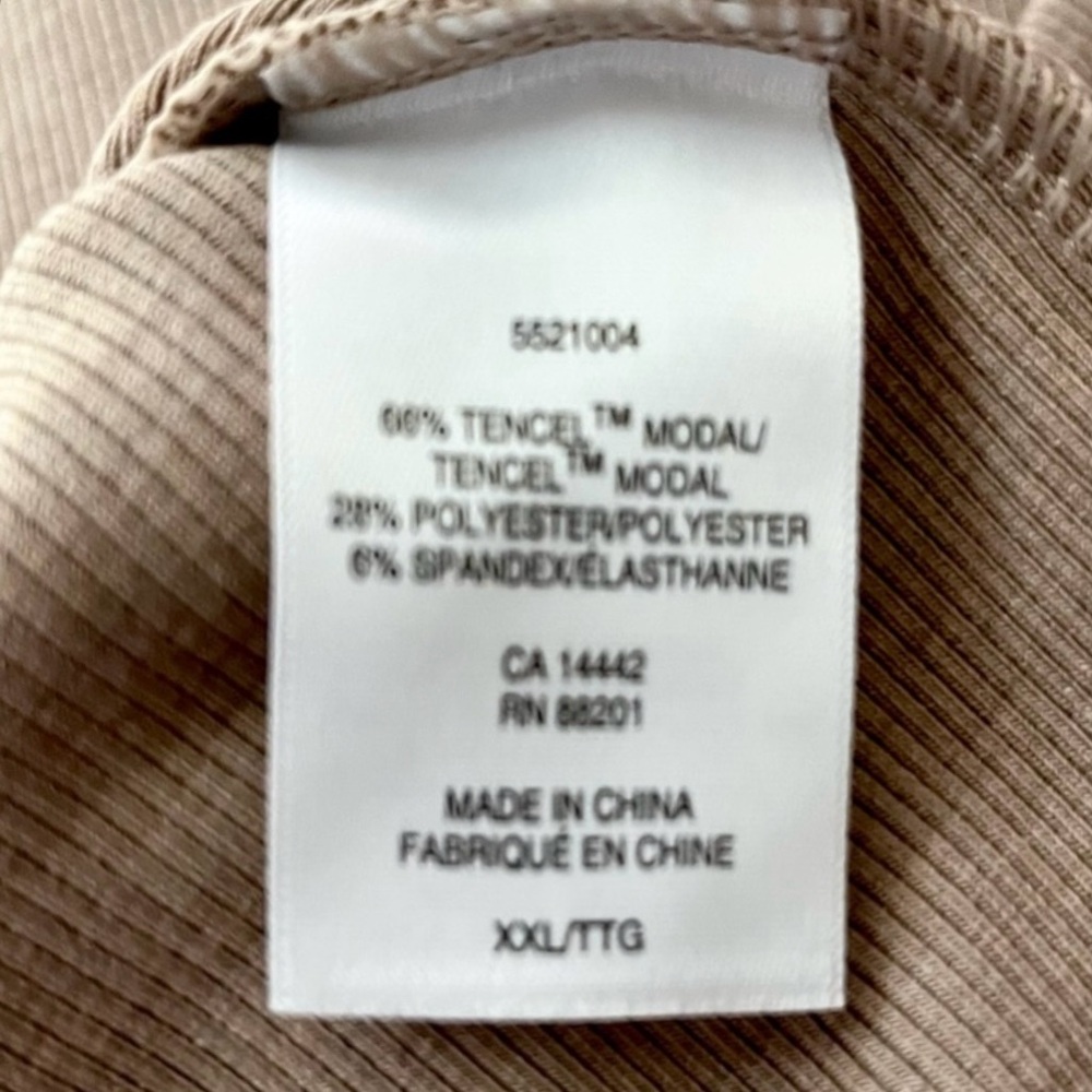 New Mondetta ribbed tee with buttons - light tan / brown~Size XXL - Picture 5 of 6